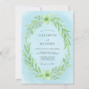 Sky Lime Foliage Eucalyptus Wedding Invitation