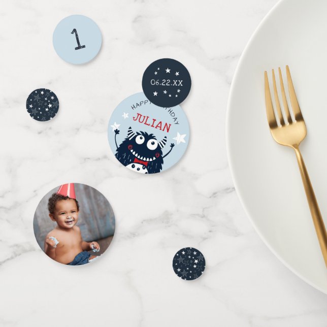 Sky | Little Monster Personalized Birthday Party Confetti (Group)