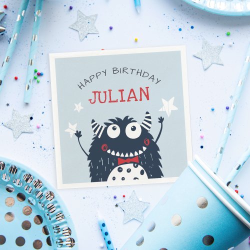 Sky  Little Monster Personalized Birthday Party Napkins