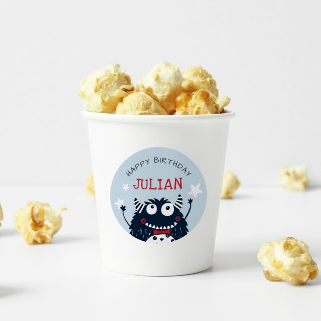 Sky | Little Monster Personalized Kids Birthday Classic Round Sticker (Creator Uploaded)