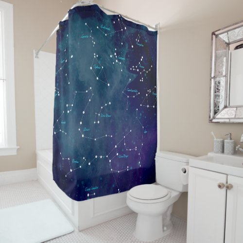 Sky Map Constellations Astronomy Shower Curtain