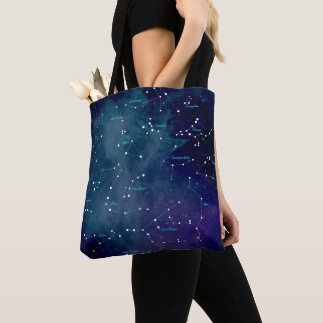 Sky Map Constellations Astronomy Tote Bag (Close Up)