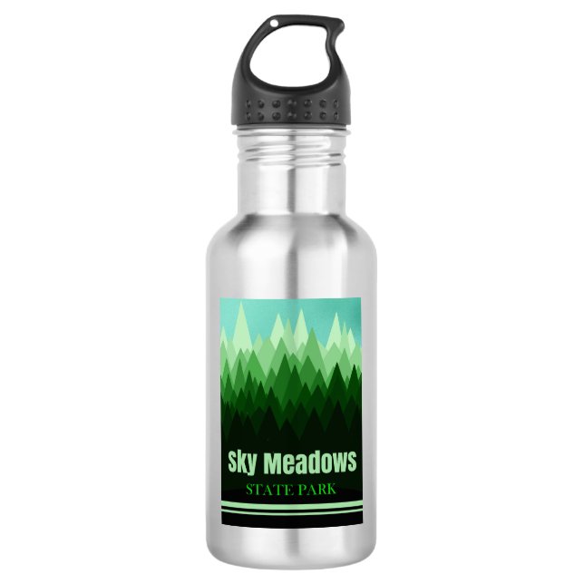 Sky Meadows State Park Virginia Forest Stainless Steel Water Bottle (Front)