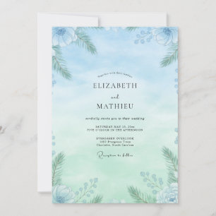 Sky Mint Foliage Eucalyptus Wedding Invitation