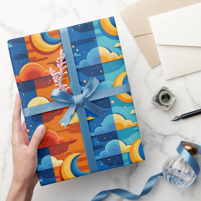 SKY MOON NIGHT CLOUDS WRAPPING PAPER (Gifting)