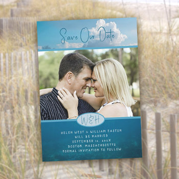Sky N Water Photo Save Our Date Announcement by sandpiperWedding at Zazzle