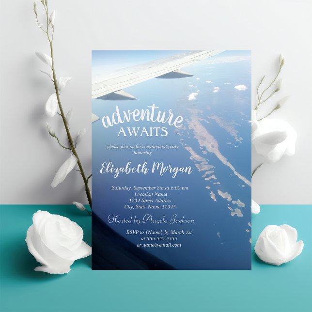 Sky,Ocean, Airplane Retirement Party Invitation (Creator Uploaded)