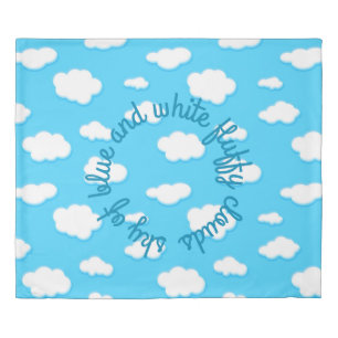 sky of blue and fluffy white clouds - duvet cover