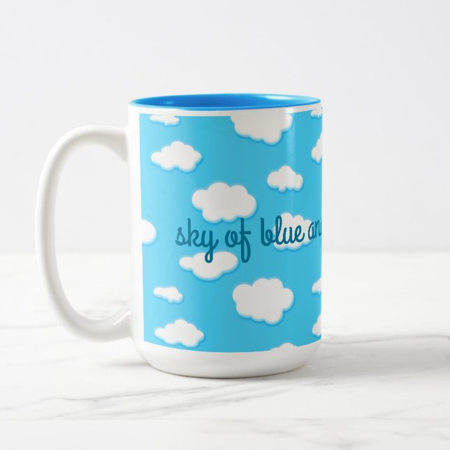 sky of blue and fluffy white clouds - mug (Left)
