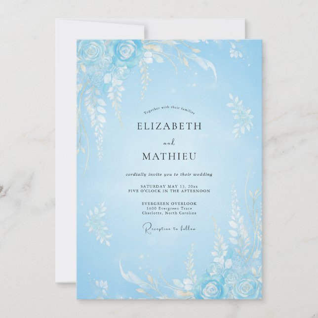 Sky Painted Vine Wedding Invitation (Front)