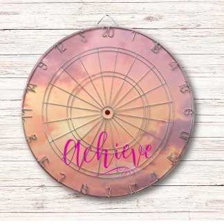 Sky Photo Pink Achieve Modern Script Typography Dart Board