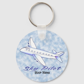 Sky Pilot Blue Airplane Keychain