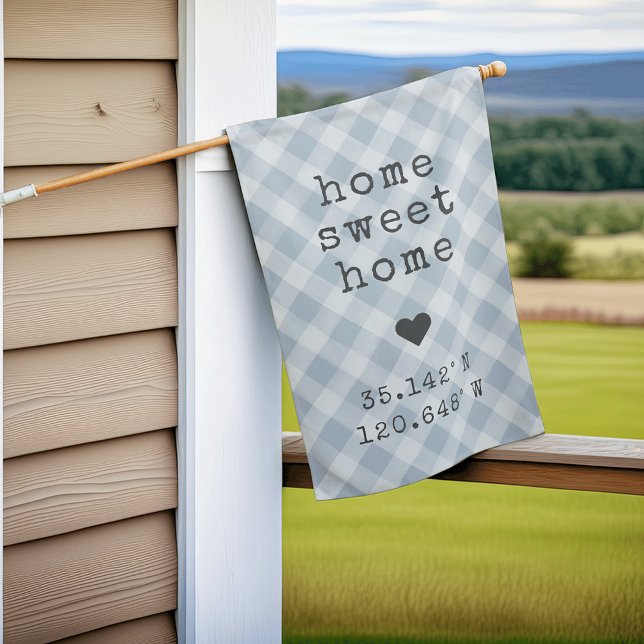 Sky Plaid | Home Sweet Home Custom Coordinates House Flag (Creator Uploaded)