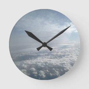 Sky, Plane View, Beautiful Clouds Round Clock