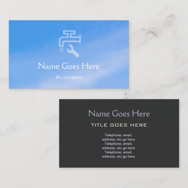 "Sky" Plumber Business Cards (Front/Back)