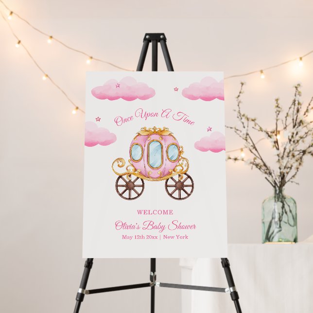 Sky Princess Carriage Baby Shower Welcome Sign (In Situ (Stand))