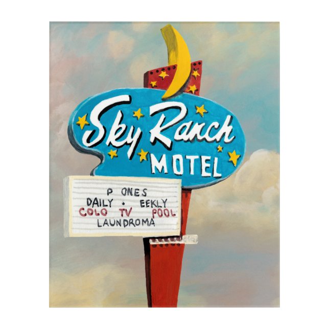 Sky Ranch Motel Sign Acrylic Print (Front)