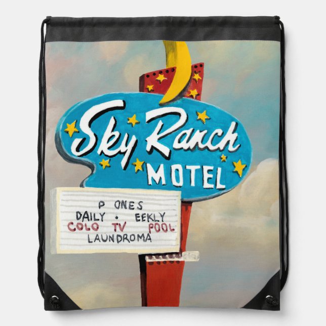 Sky Ranch Motel Sign Drawstring Bag (Front)