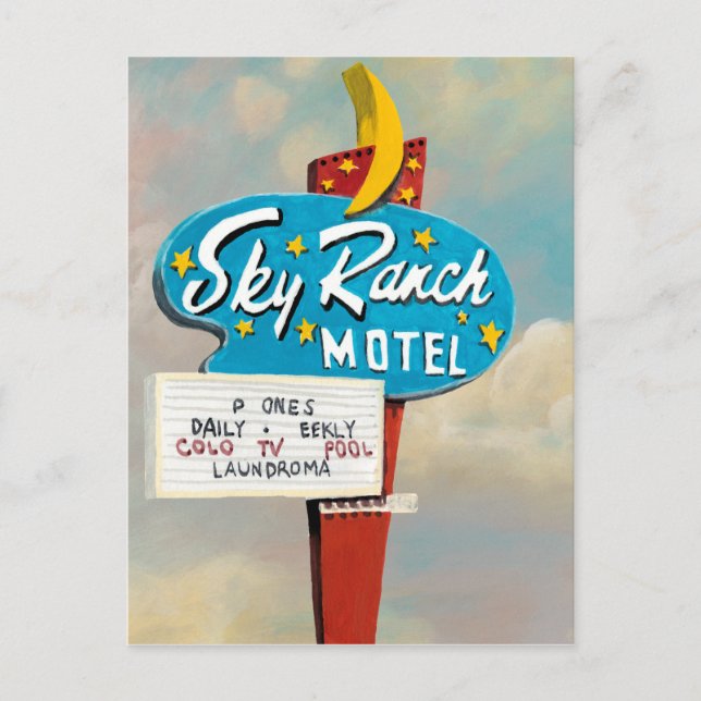 Sky Ranch Motel Sign Postcard (Front)