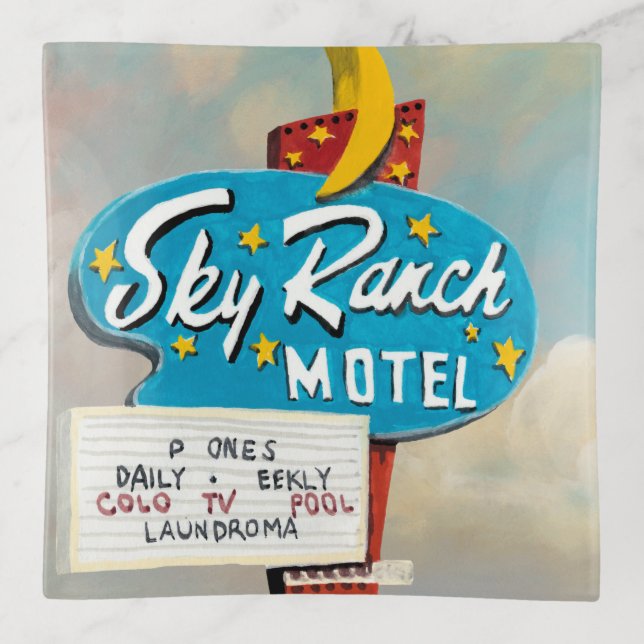 Sky Ranch Motel Sign Trinket Tray (Front)