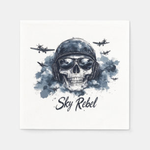 Sky Rebel Skull with Pilot Helmet and Sunglasses Napkins