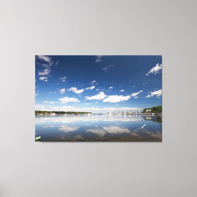 Sky Reflection at the Harbor of Belfast, Maine Canvas Print (Front)