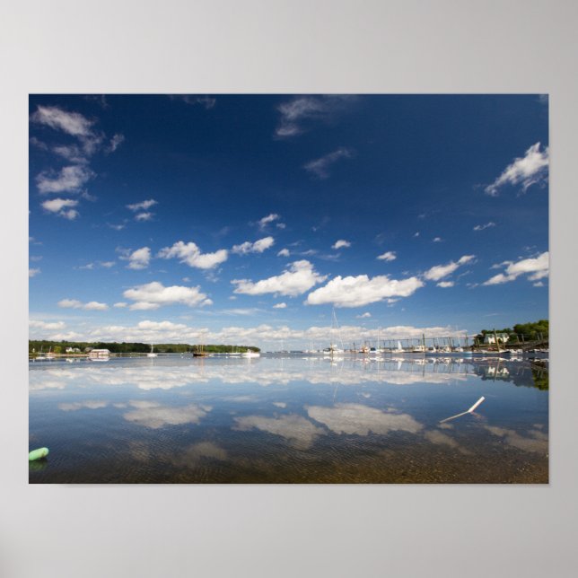 Sky Reflection at the Harbor of Belfast, Maine Poster (Front)
