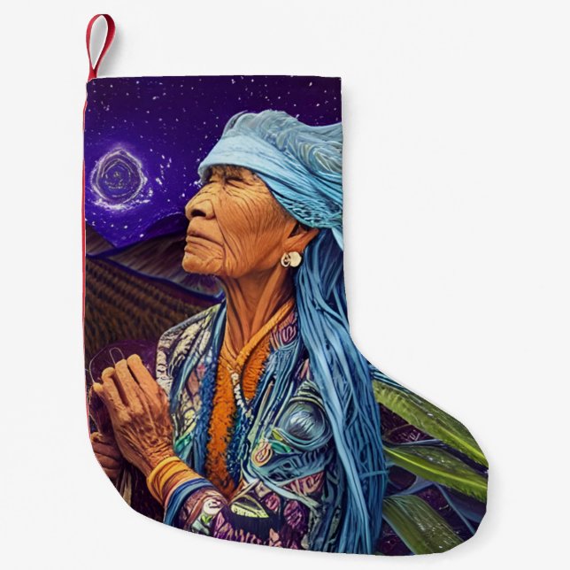Sky Road Walker Native American Fantasy Art  Small Christmas Stocking (Front)