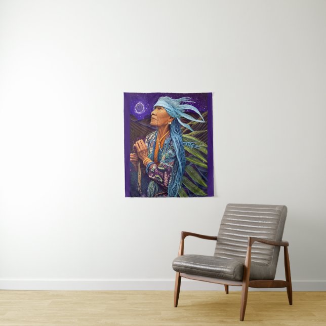 Sky Road Walker Native American Fantasy Art   Tapestry (In Situ)