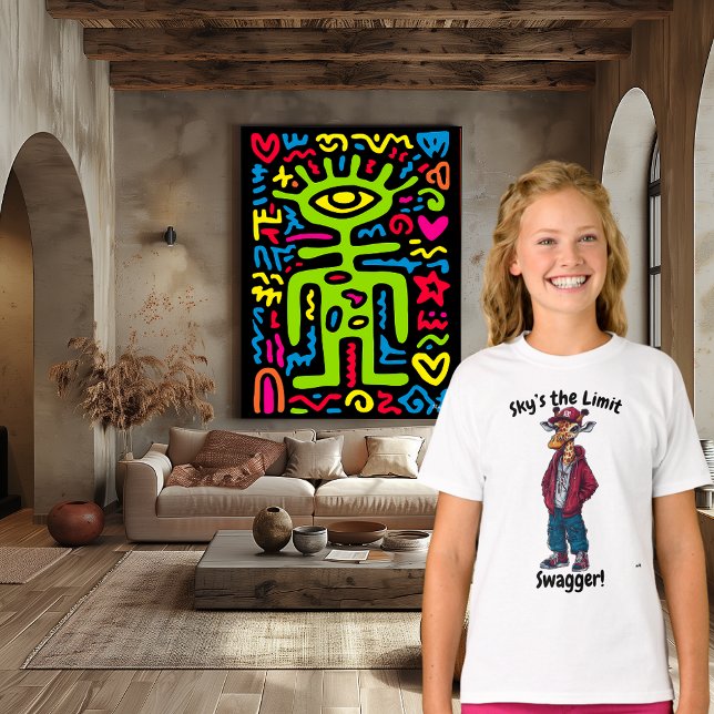 Sky’s the Limit Swagger: Trendy Giraffe Design T-Shirt (Creator Uploaded)