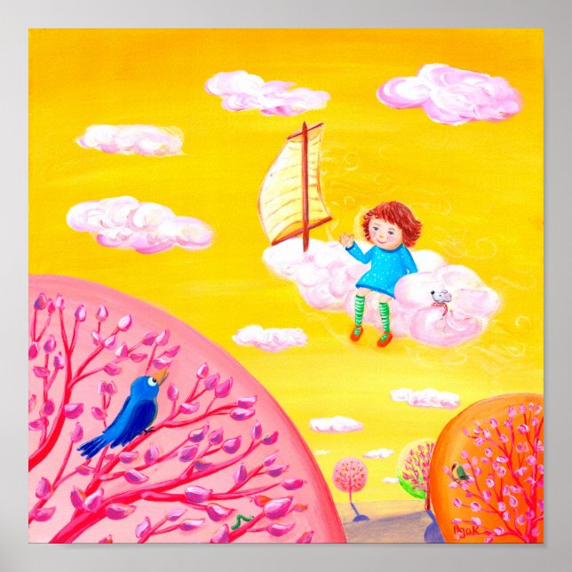 Sky Sailing |  Little Girl  Day Dreaming Poster (Front)