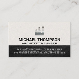 Sky Scraper Building Icon   Metal Business Card