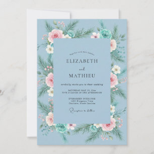 Sky Soft Blush Peony Wedding Invitation