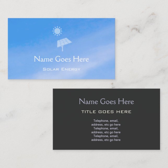 "Sky" Solar Energy Business Cards (Front/Back)