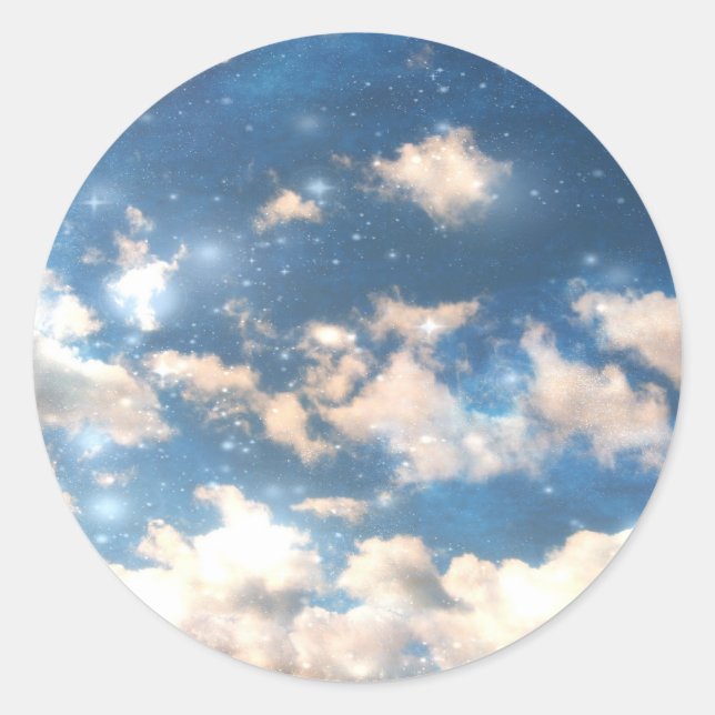 Sky Sparkles Classic Round Sticker (Front)