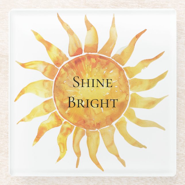 Sky Sun Shine Bright Glass Coaster (Front)