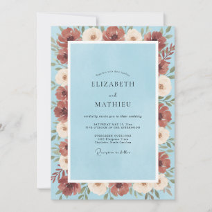 Sky Terracotta Poppy Wedding Invitation