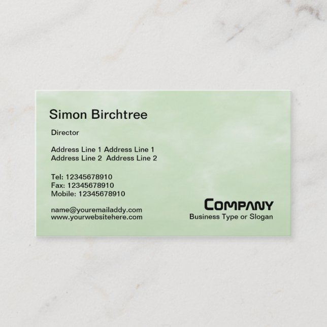 Sky Texture 01 - Light Green Business Card (Front)