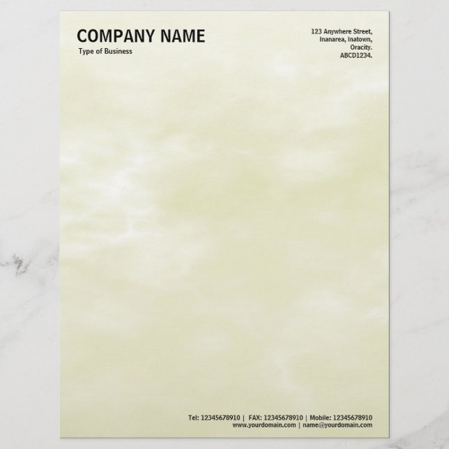 Sky Texture 01 Light Yellow Letterhead (Front)