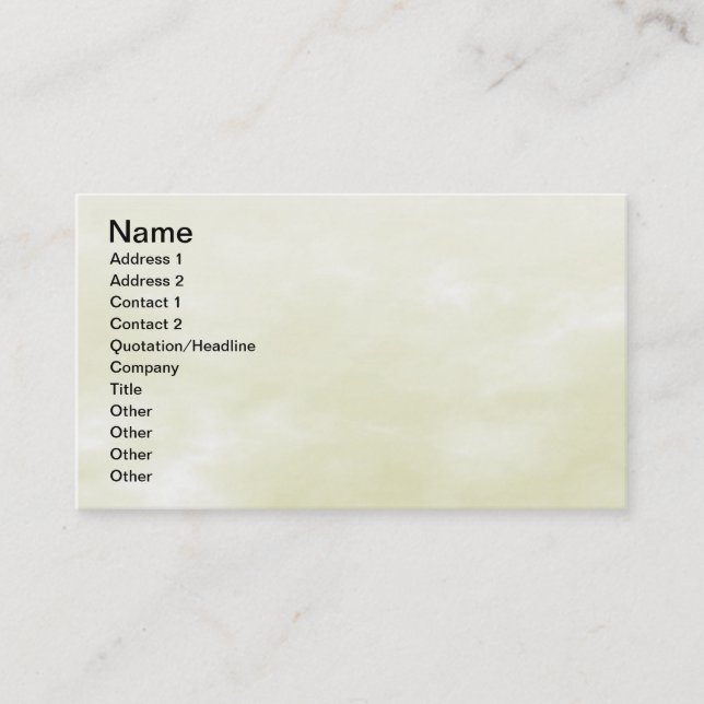 Sky Texture - Light Yellow Business Card (Front)