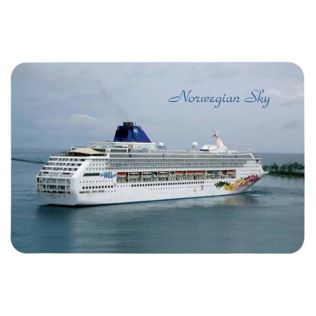 Sky Turning in Nassau Blue Text Magnet (Horizontal)