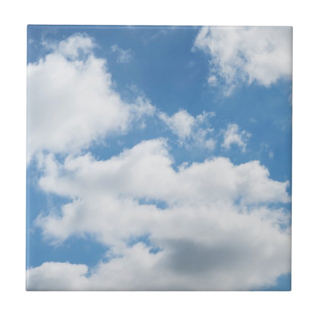 sky, weather, nature, white, blue, cloud, sunlight ceramic tile (Front)