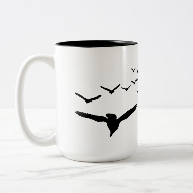 Sky with Birds Two-Tone Coffee Mug (Left)