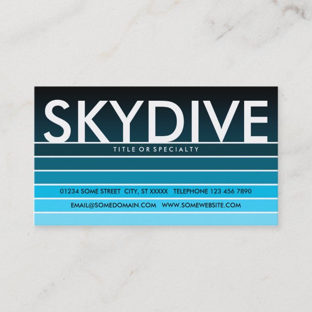 SKYDIVE aqua swatch Business Card (Front)