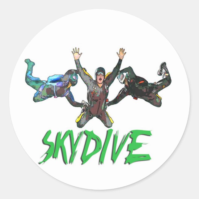 Skydive - Green Text Classic Round Sticker (Front)