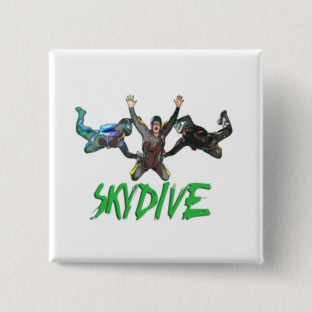 Skydive - Green Text Pinback Button (Front)