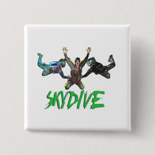 Skydive - Green Text Pinback Button