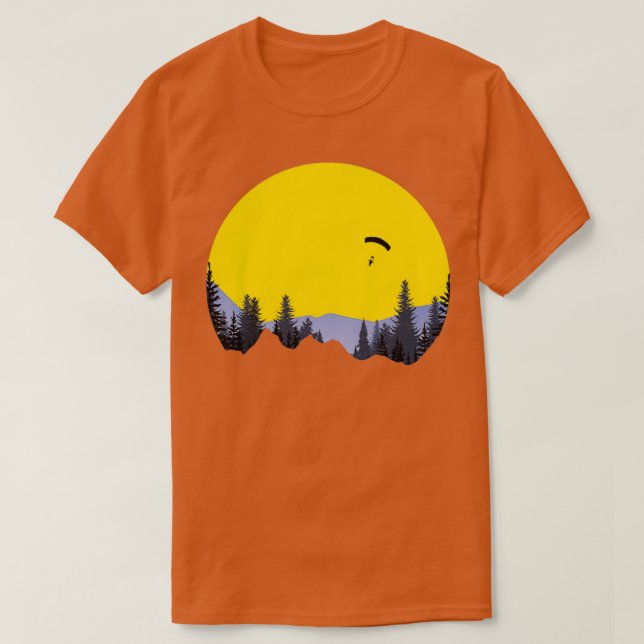 Skydive Parachuting In Mountain Range T-Shirt (Design Front)