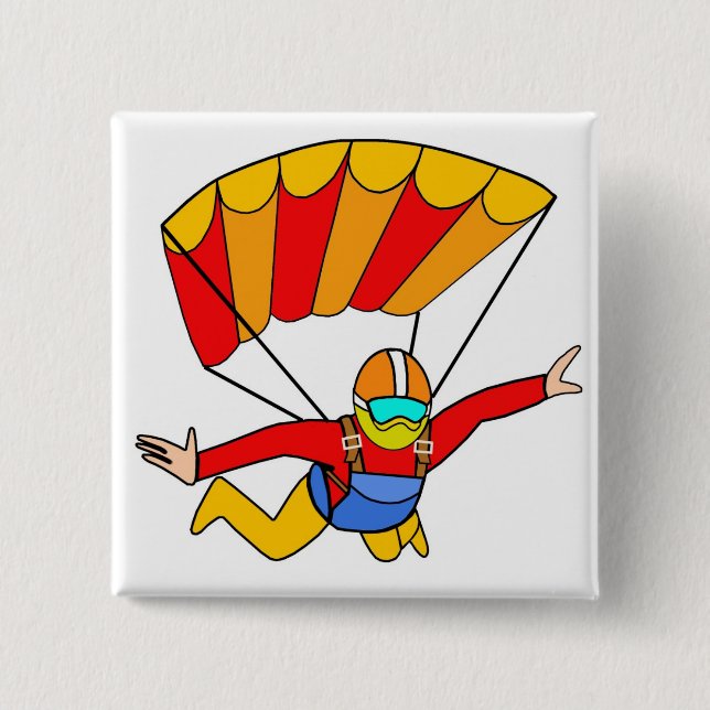 Skydive Red Yello Parachute Button (Front)