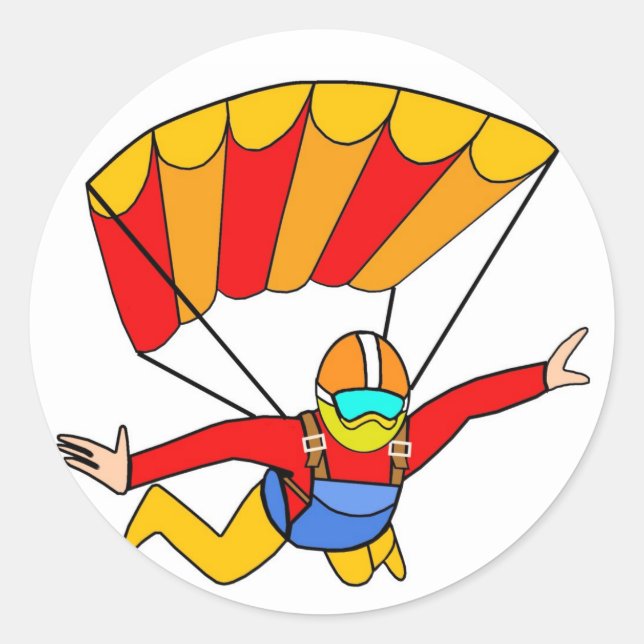 Skydive Red Yello Parachute Classic Round Sticker (Front)
